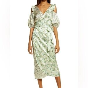NEVER FULLY DRESSED Marble Cold Shoulder Wrap Dress